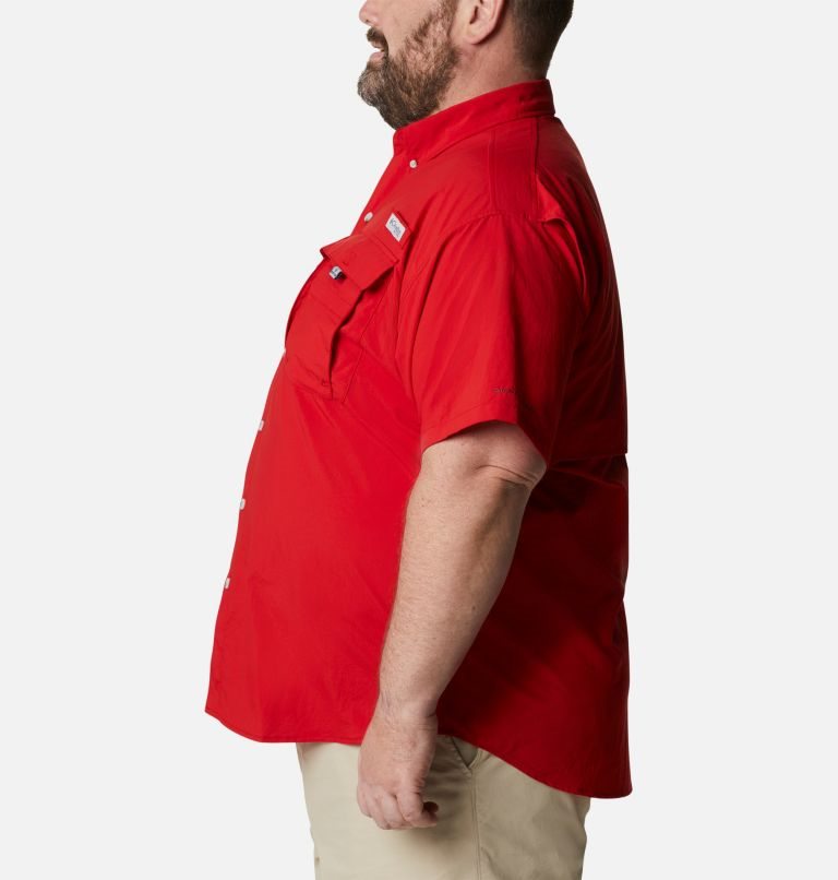Men's Columbia PFG Bahama II Short Sleeve Shirts Red | Plus Size CA-H8540